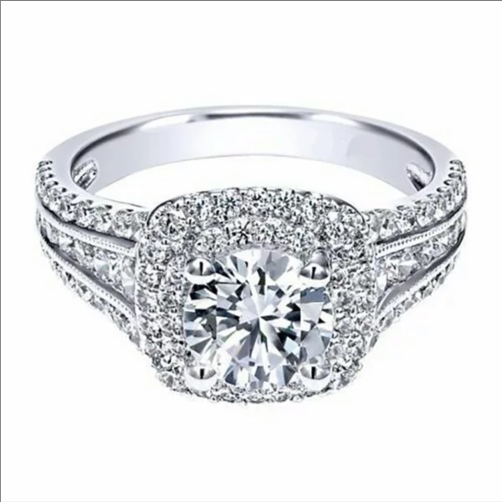 14K White Gold Natural Moissanite Ring - Picture 2 of 5